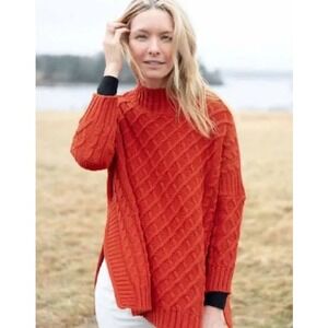 Mer Sea Lisbon Traveler Cable Knit Mock Neck Sweater One Size Classic‎ Fall Knit